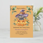 Kitten in een Pumpkin Birthday Party Kaart (Staand voorkant)
