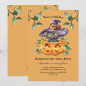 Kitten in een Pumpkin Birthday Party Kaart (Voorkant / Achterkant)
