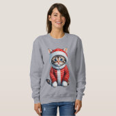 Kitten in een rode en witte kerst trui (Voorkant volledig)