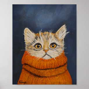 Kitten in een trui - Fine Art Print voor kattenlie