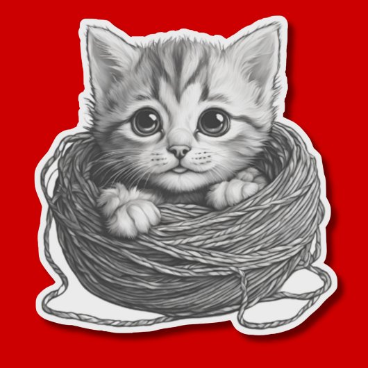 Kitten in garen Waterdicht Sticker
