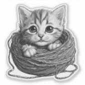 Kitten in garen Waterdicht Sticker (Voorkant)