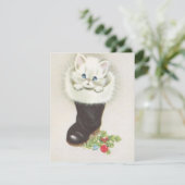  kitten in kerstkous feestdagenkaart (Staand voorkant)