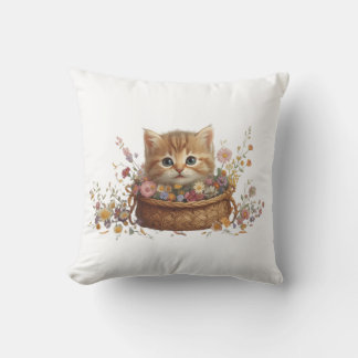 Kitten in Mand – Mooie Kattenshirt Ontwerp Kussen