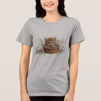 Kitten in mandje – Schattige Cat T-shirt Design
