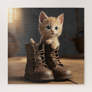 Kitten in oude laars legpuzzel