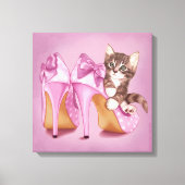 Kitten in paarse schoen canvas afdruk (Voorkant)