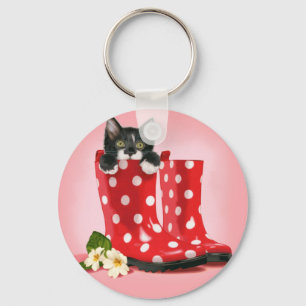 Kitten in Rainboots Sleutelhanger