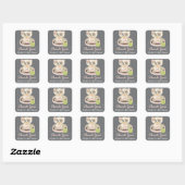 Kitten in Roze Luiers Kat Baby shower Dank u Vierkante Sticker (Vel)