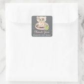 Kitten in Roze Luiers Kat Baby shower Dank u Vierkante Sticker (Tas)