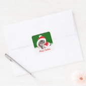 Kitten in Santa Hat en Snowflakes Vierkante Sticker (Envelop)