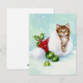  kitten in Santa Hat Feestdagenkaart (Voorkant / Achterkant)