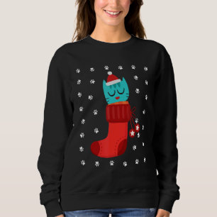 Kitten in Sock Humor, lomp met kerstcadeautjes sne Trui