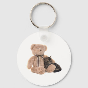 kitten in the arms of a teddy bear sleutelhanger