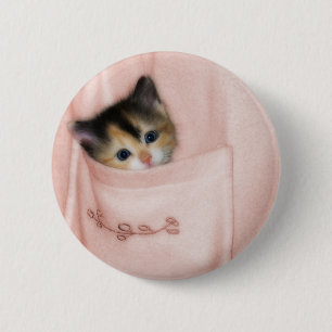 Kitten in zak 2 ronde button 5,7 cm