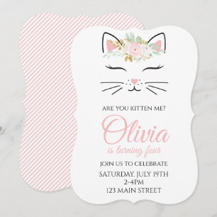 Kitten Invitation d'anniversaire avec un visage ki