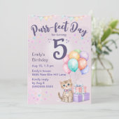 Kitten Kat Pastel Meisje 5e Verjaardag Kaart (Staand voorkant)