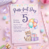 Kitten Kat Pastel Meisje 5e Verjaardag Kaart