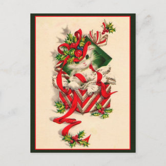 kitten kerst-kitten in Cadeaus doos Briefkaart