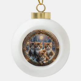 Kitten kerst lucht kunst keramische bal ornament