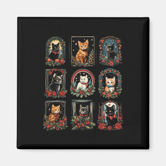 kitten kerstkatten magneet (Voorkant)