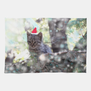 Kitten Kersttijd Theedoek 40,6 cm x 61 cm