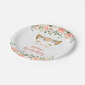 Kitten kitty kattenflorale perzikcrème jarig papieren bordje (Gekanteld)