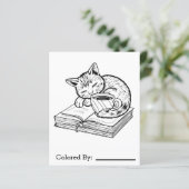 Kitten, livres et café | Page Color Me (Debout devant)