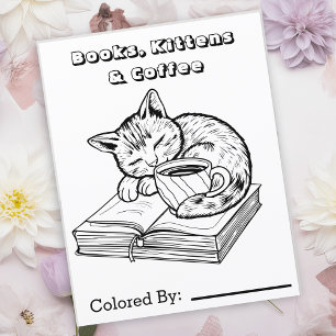 Kitten, livres et café Page Color Me