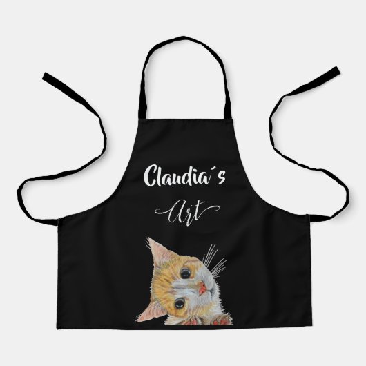 Kitten looking art and name All-Over Print Apron Schort (Voorkant)