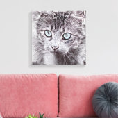 Kitten Love Cute Kitty Cat with Luminous Blue Eyes Canvas Afdruk (Insitu (Woonkamer))