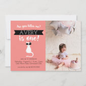Kitten Me First Birthday Photo Invitation (Devant)