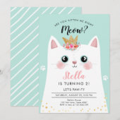 Kitten Meow Blauwgroen Kroonmeisje Kitty Cat Verja Kaart (Voorkant / Achterkant)