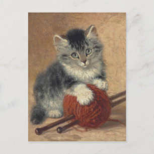 Kitten met een bal wol CC0194 Ronner-Knip Briefkaart