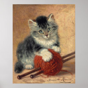 Kitten met een bal wol CC1172 Ronner-Knip Poster
