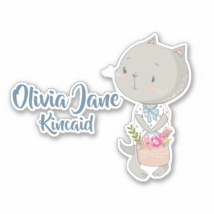 Kitten met een mand van bloemen sticker