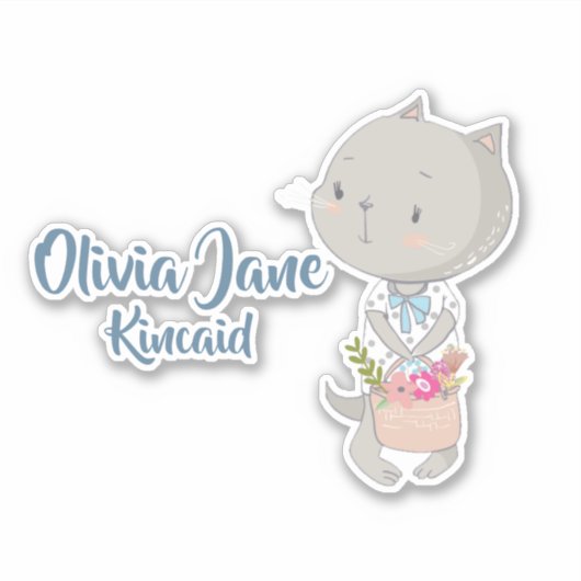 Kitten met een mand van bloemen sticker (Voorkant)