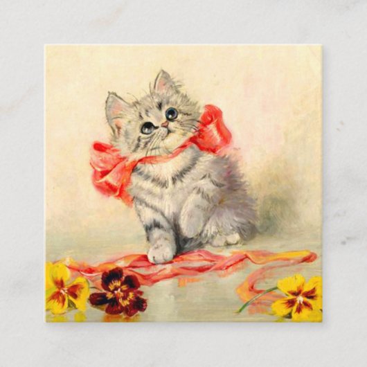 Kitten met een rood lint informatiekaartje (Voorkant)