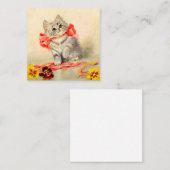 Kitten met een rood lint informatiekaartje (Voorkant / Achterkant)