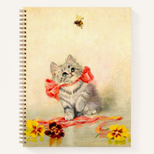 Kitten met een rood lint notitieboek