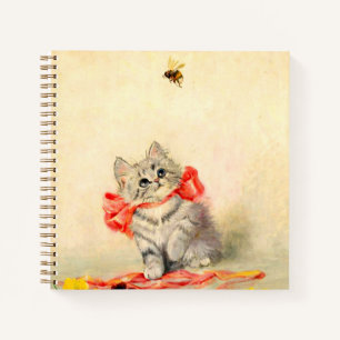 Kitten met een rood lint notitieboek