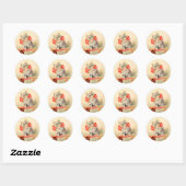 Kitten met een rood lint ronde sticker (Vel)
