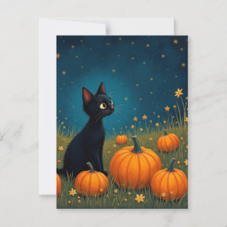 Kitten met pompoenen briefkaart