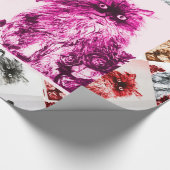 KITTEN MET RODE ROSES, roze, Fuchsia Cadeaupapier (Hoek)