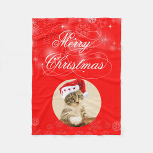Kitten met rood Pet Fleece Deken