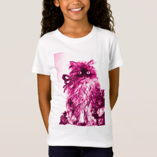 KITTEN MET ROZEN, Roze Fuchsia White T-shirt