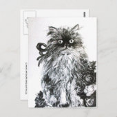 KITTEN MET ROZEN, zwart en wit Briefkaart (Voorkant / Achterkant)