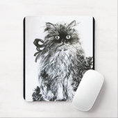 KITTEN MET ROZEN, zwart en wit Muismat (Met muis)