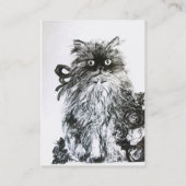 KITTEN MET ROZEN, zwart en wit Visitekaartje (Achterkant)