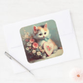 Kitten met Valentijn  Schilderen Sticker (Envelop)